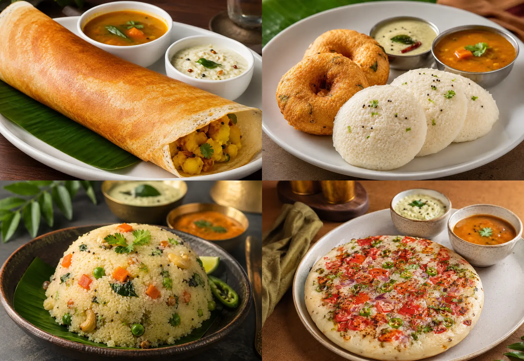 South Indian breakfast selection